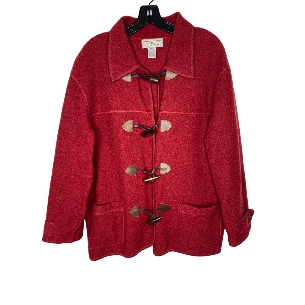 VINTAGE TALBOTS WOMEN'S RED BOILED WOOL TOGGLE JACKET SZ S